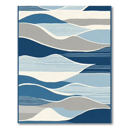 Abstract Blue Wave Landscape Art Rug