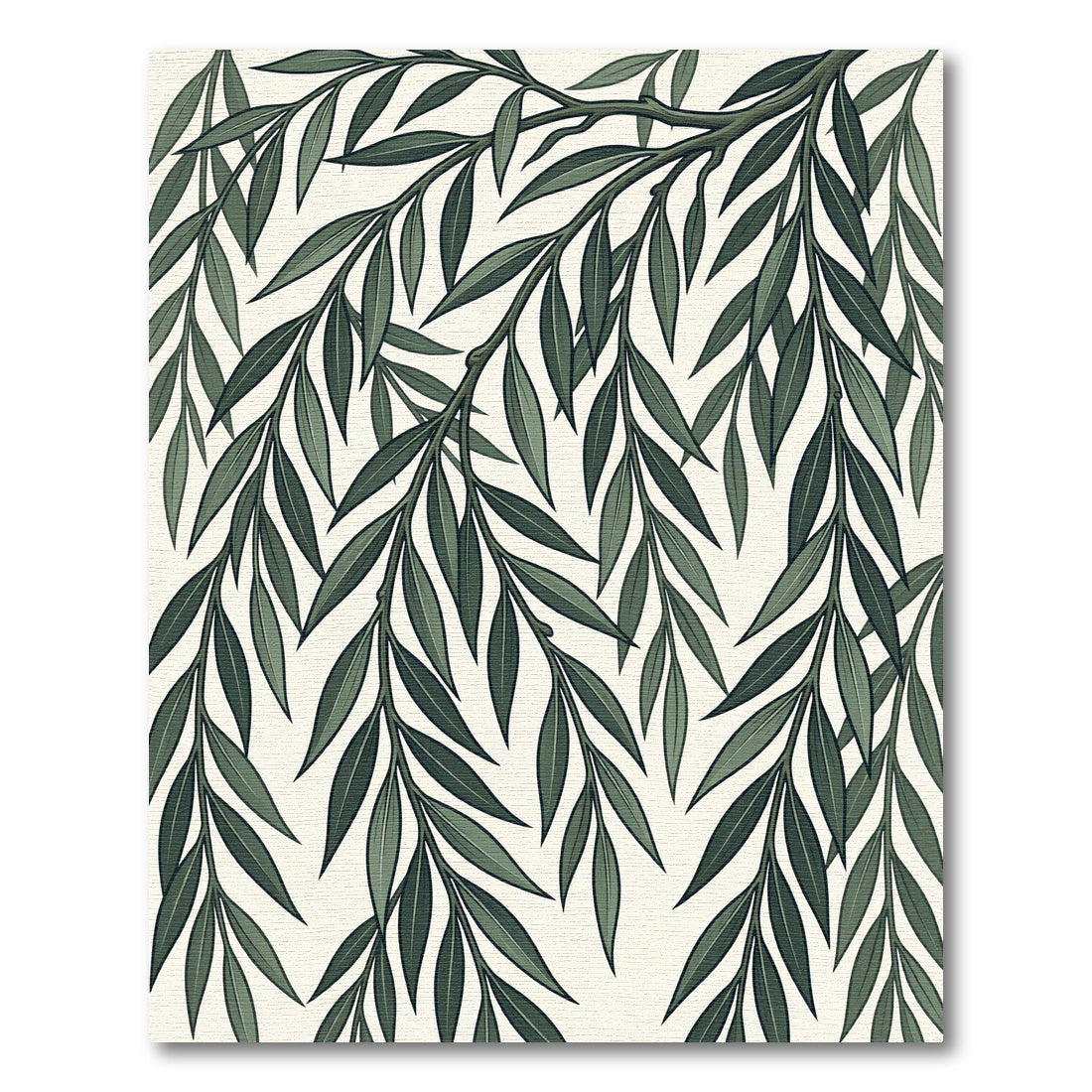 Elegant Green Willow Branch Botanical Rug