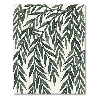 Elegant Green Willow Branch Botanical Rug