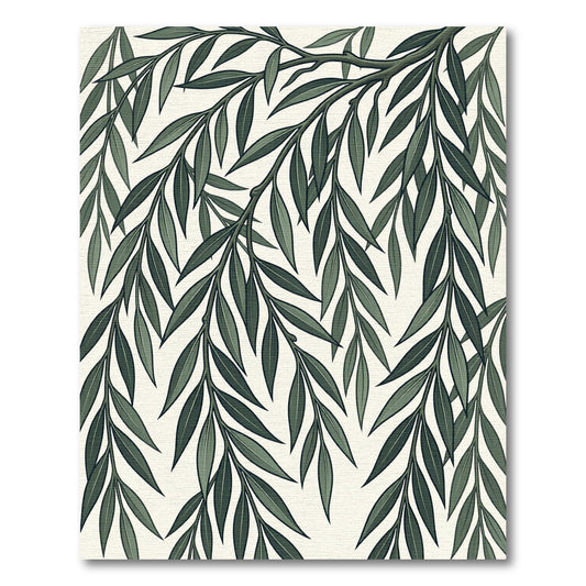 Elegant Green Willow Branch Botanical Rug