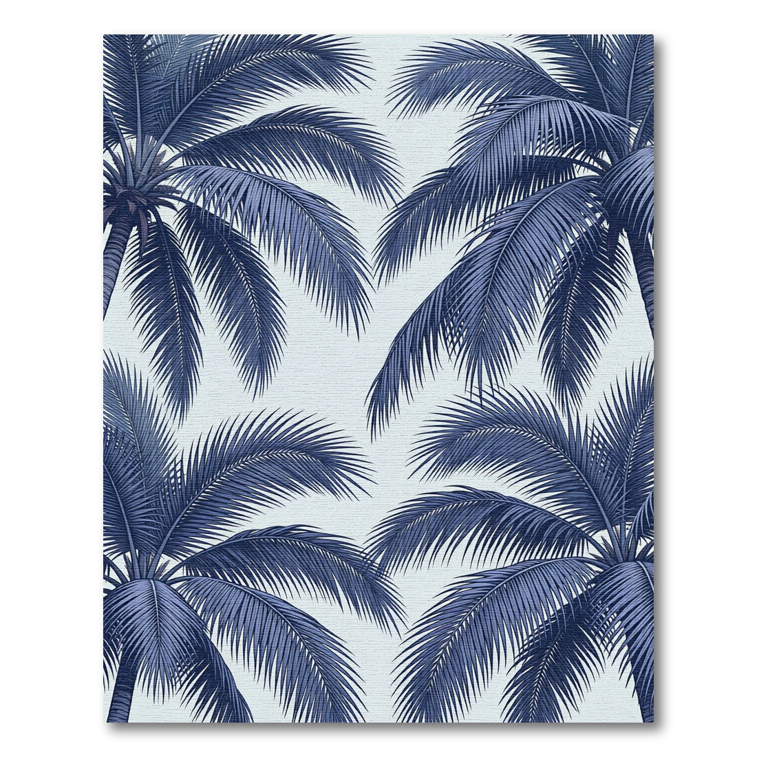 Deep Blue Palm Frond Overlay Rug