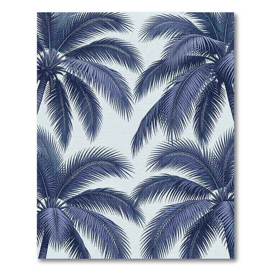 Deep Blue Palm Frond Overlay Rug