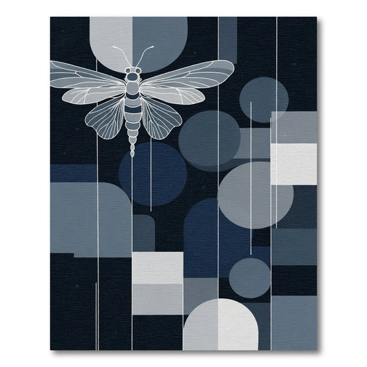 Minimalist Grey Moth Geometric Collage Rug