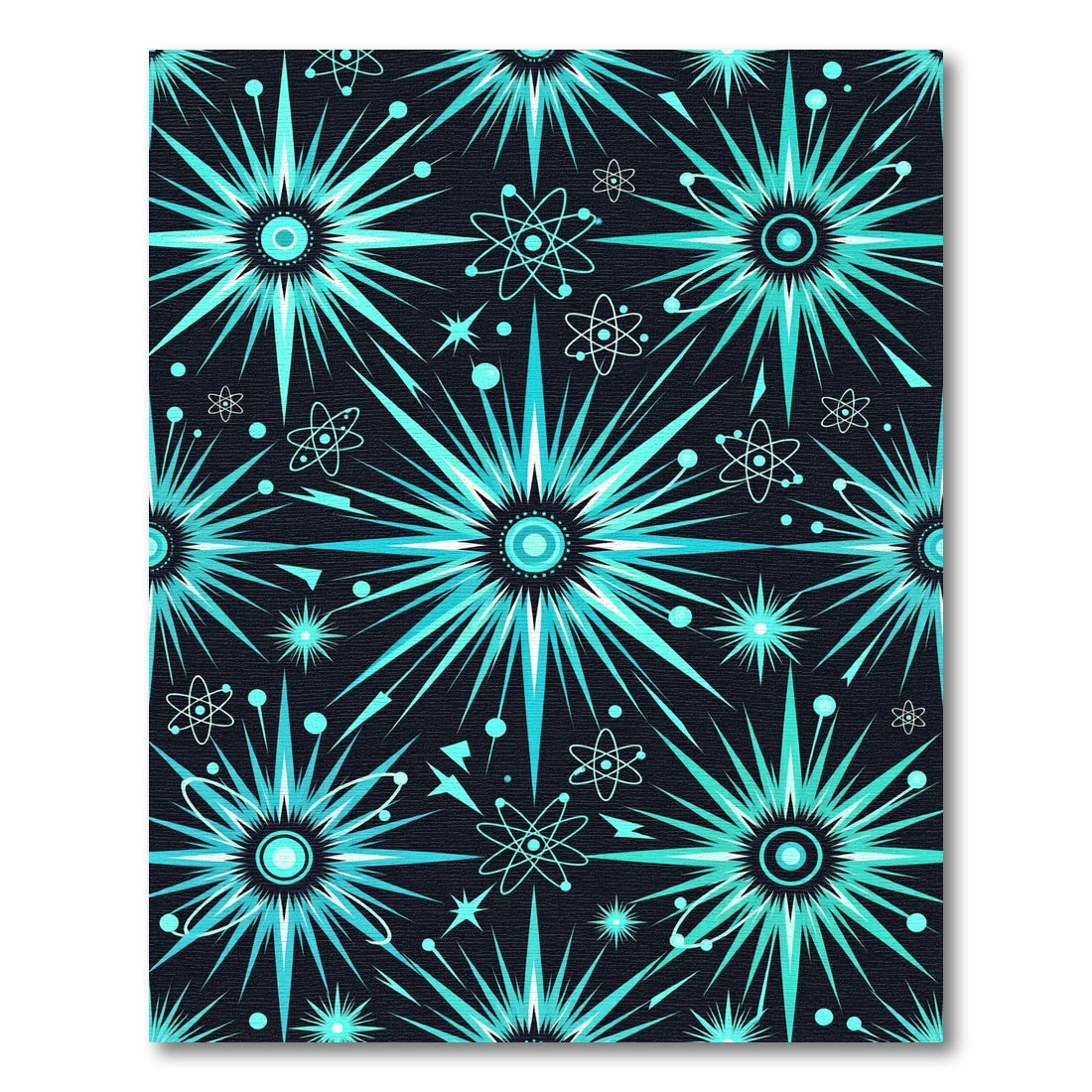 Aqua Starburst Atom Pattern Rug