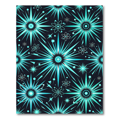 Aqua Starburst Atom Pattern Rug