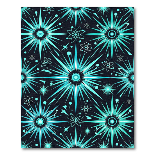 Aqua Starburst Atom Pattern Rug