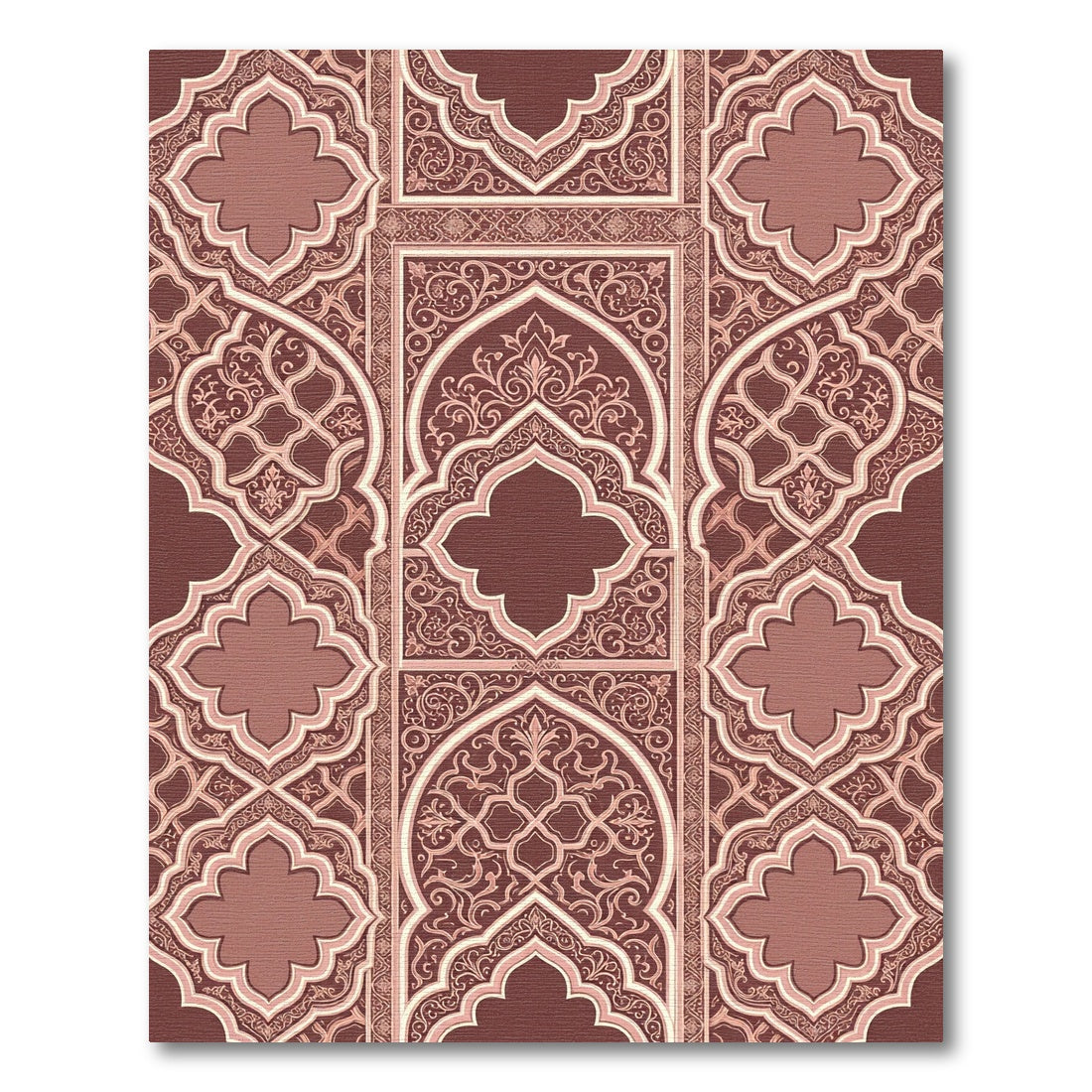 Ornate Terra Cotta Damask Archway Rug