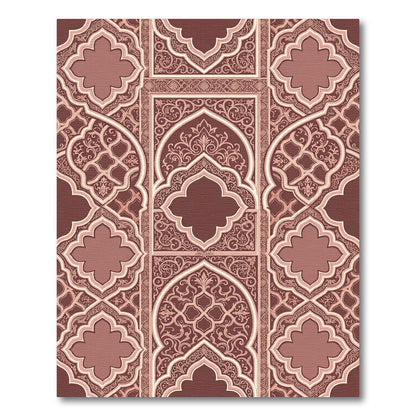Ornate Terra Cotta Damask Archway Rug