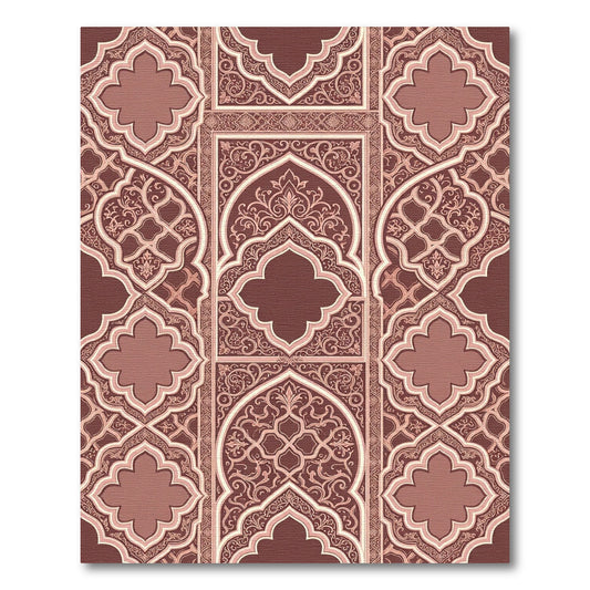 Ornate Terra Cotta Damask Archway Rug