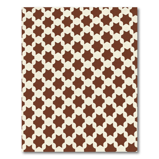 Brown Cream Geometric Starburst Rug