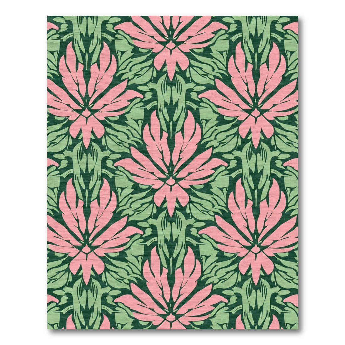 Pink Green Floral Art Nouveau Rug