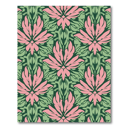 Pink Green Floral Art Nouveau Rug