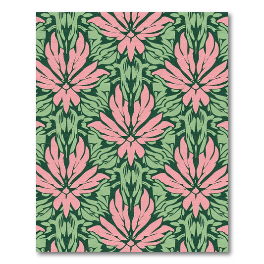 Pink Green Floral Art Nouveau Rug