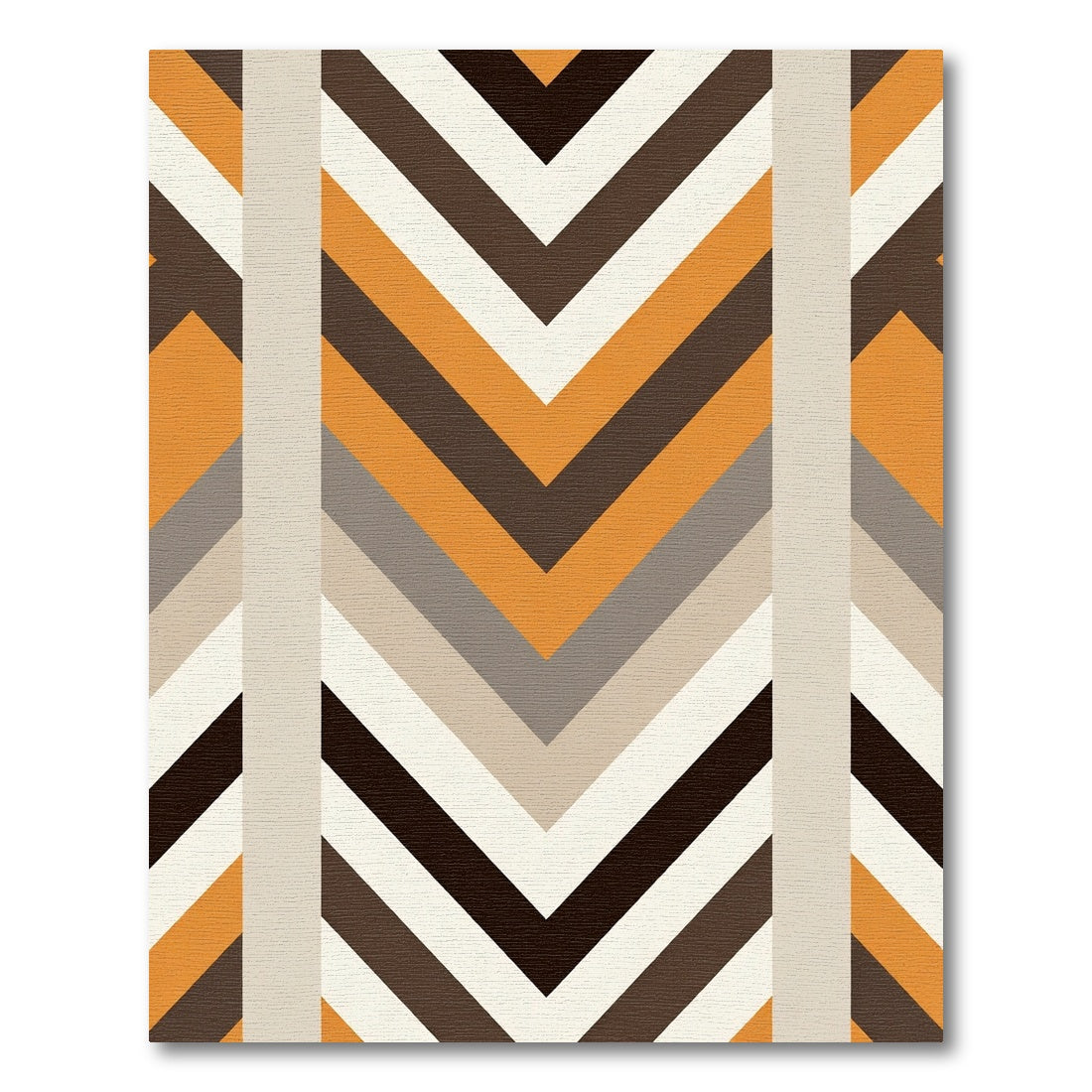 Retro Orange Brown Chevron Stripes Rug
