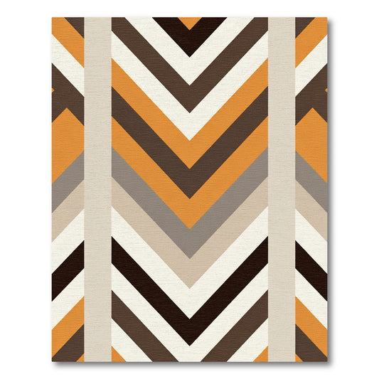 Retro Orange Brown Chevron Stripes Rug