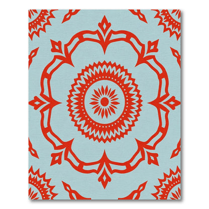 Crimson Symmetry Medallion Sky Rug