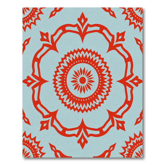 Crimson Symmetry Medallion Sky Rug