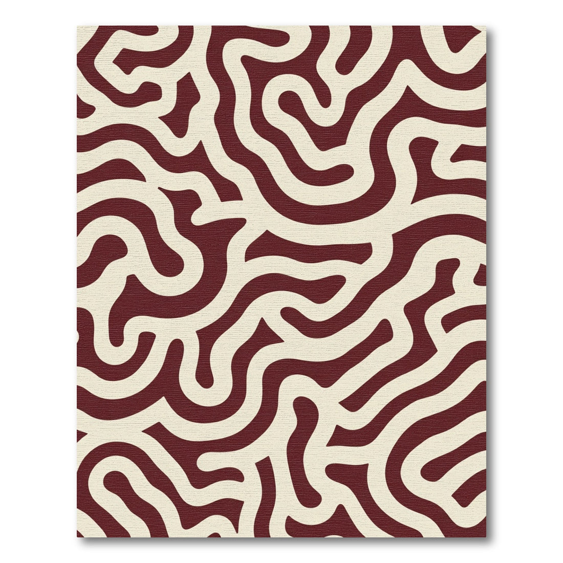 Crimson Cream Organic Maze Rug