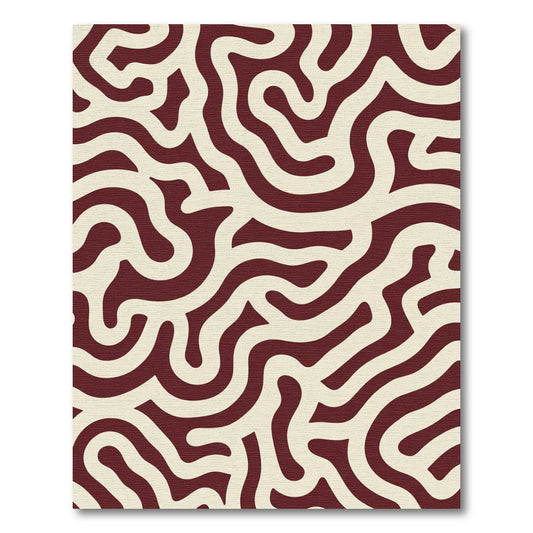 Crimson Cream Organic Maze Rug