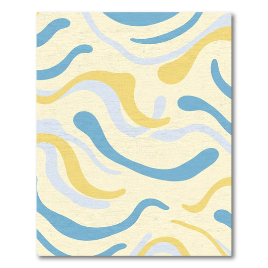 Soft Yellow Blue Wave Swirl Rug