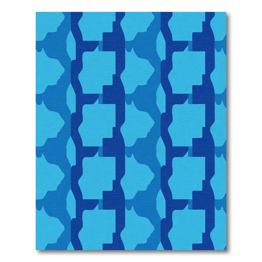 Deep Blue Gradient Organic Shapes Rug