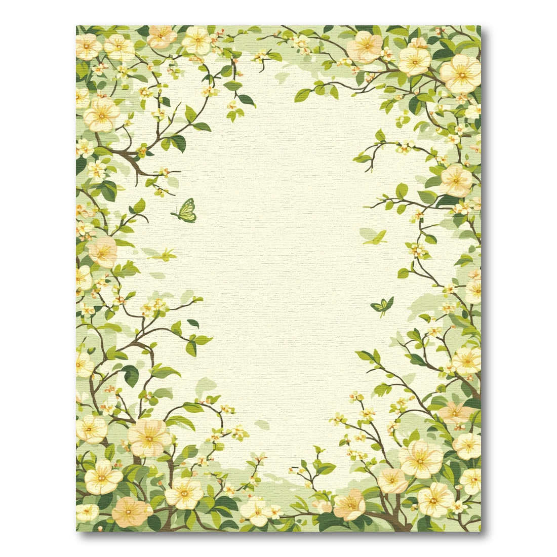 Whimsical Off White Floral Birds Butterflies Rug