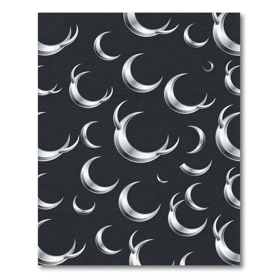 Metallic Silver Crescent Moon Sky Rug