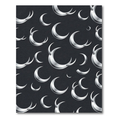 Metallic Silver Crescent Moon Sky Rug