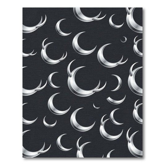 Metallic Silver Crescent Moon Sky Rug