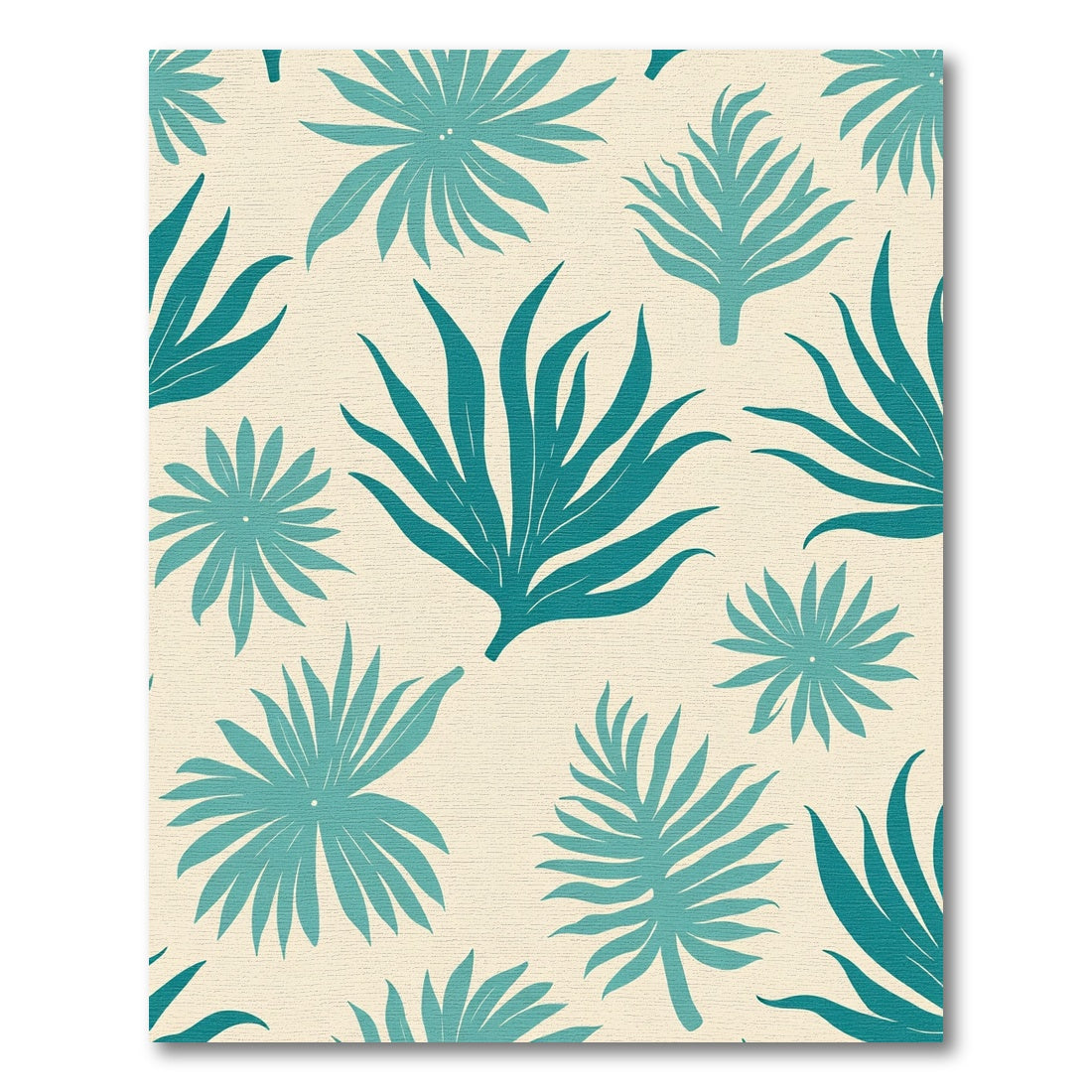 Teal Tropical Leaf Scatter Rug