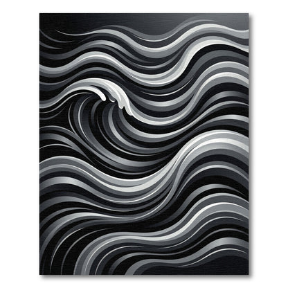 Monochrome Abstract Wave Rug