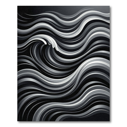Monochrome Abstract Wave Rug