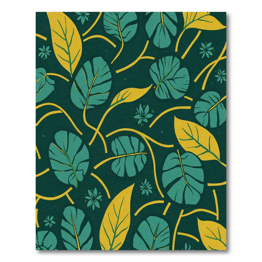 Emerald Green Tropical Leaf Vines Rug
