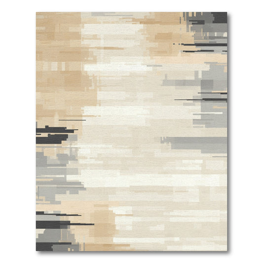 Neutral Textured Pixelated Horizontal Rug