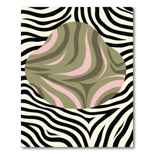 Olive Pink Abstract Zebra Swirl Rug