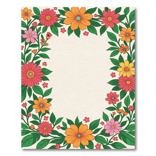 Retro Floral Garland of Vibrant Blooms Rug