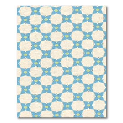 Aqua Blue Geometric Lattice Rug