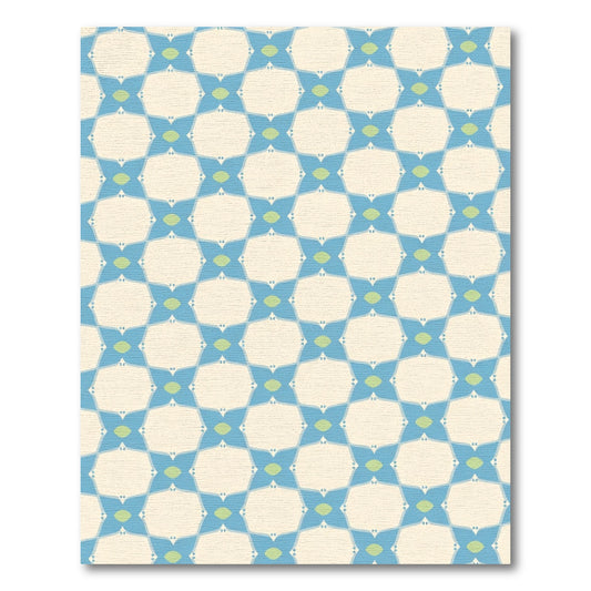 Aqua Blue Geometric Lattice Rug
