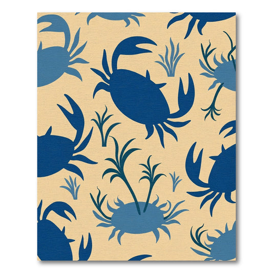 Deep Blue Crab Silhouette Seaside Rug