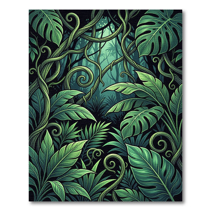 Lush Emerald Tropical Foliage Rainforest Rug