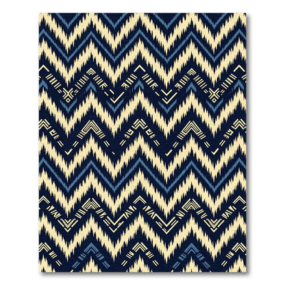 Midnight Navy Chevron Geometric Ikat Rug
