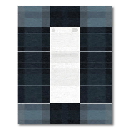 Dark Blue Plaid Checkered Rug