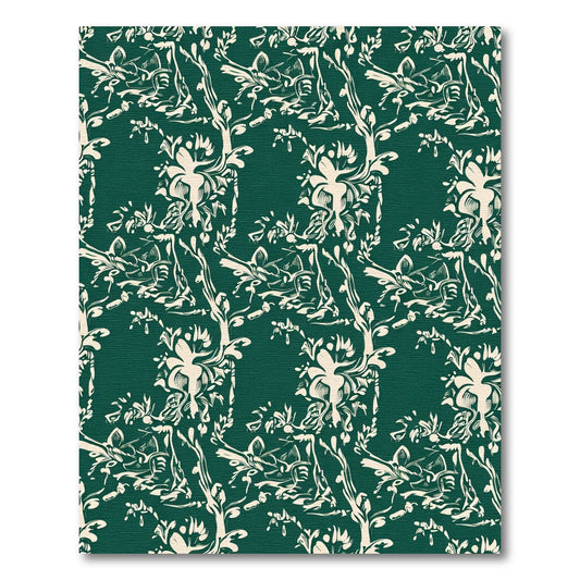 Cream Floral Branches Emerald Green Rug