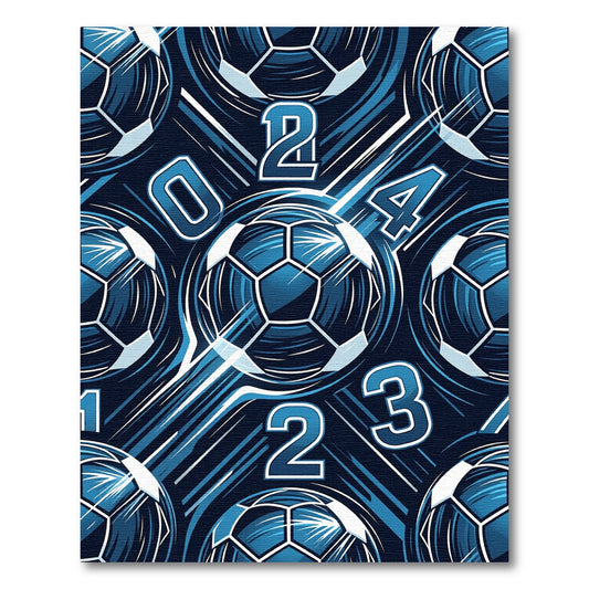 Bold Navy Soccer Balls Numbers Rug