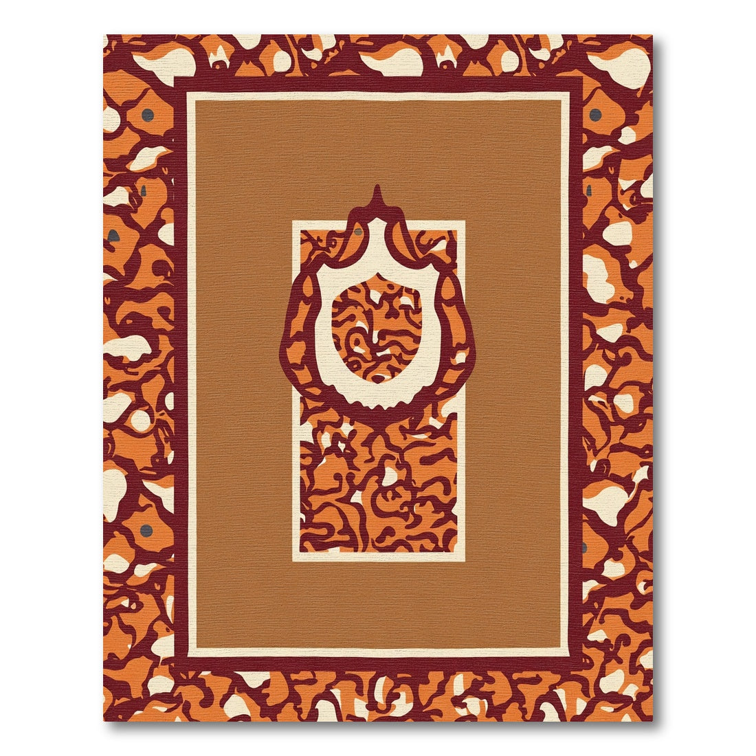 Terracotta Crimson Abstract Organic Floral Rug