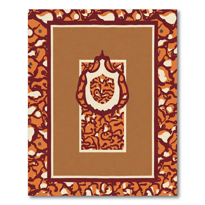 Terracotta Crimson Abstract Organic Floral Rug