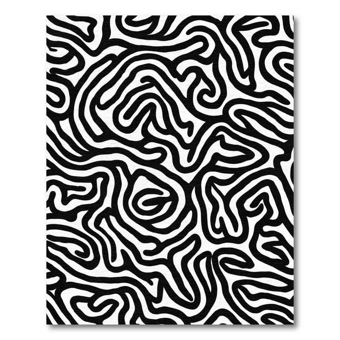 Monochromatic Black White Abstract Swirls Rug