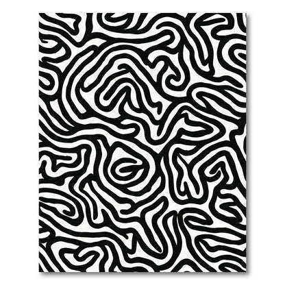Monochromatic Black White Abstract Swirls Rug