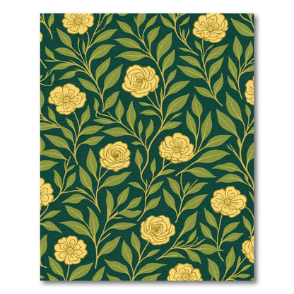 Golden Yellow Floral Vine Meadow Rug