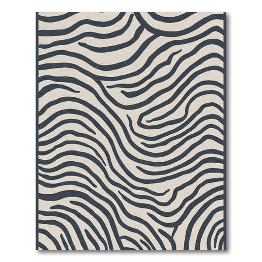 Navy Organic Zebra Stripe Rug